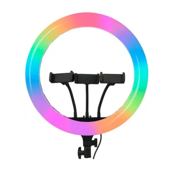 Кольцевая лампа RGB 45 см пластиковая с пультом USB 3 держателя для телефона. (661197)