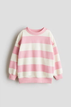 Світшот на флісі H&M для дівчинки 3-4 роки, рожевий з білим, розмір 98/104, 1246179049