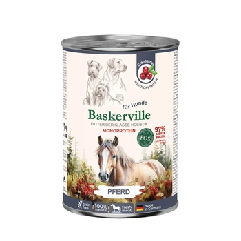 Вологий корм Baskerville - для дорослих собак, з кониною, банка 400г (4262548450006)