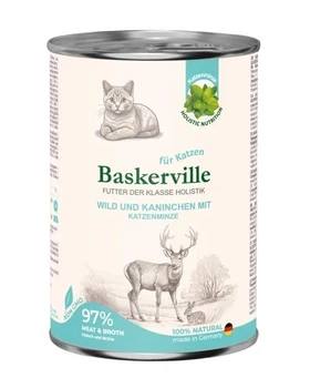 Консервированный корм Baskerville KF Holistic Kalb und Lachs - для взрослых кошек, с олениной, кроликом и кошачьей мятой 400 г (4250231541865)
