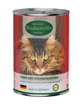 Консервированный корм Baskerville - для кошек, с мясом курицы и сердечками 400 г (4250231597046)