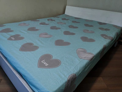 Простынь на резинке "Love" 160х200 Бирюзовая
