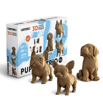 Картонний 3D пазл-конструктор "Cartonic 3D Puzzle PUPPIES TRIO" Цуценята 3в1