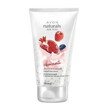 Нежный йогуртовый скраб для тела с ароматом лесных ягод и граната Avon Naturals «Освежающий» 150 мл Body Care Refreshing Forest Berries & Pomegranate Yogurt Body Scrub