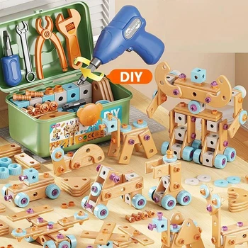 Дитячий набір інструментів із дреллю BauTech DIY юний технік. Інструменти для STEM-конструювання (126 деталей)
