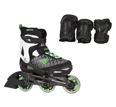 Комплект дитячий (роликові ковзани, захист) Rollerblade COMBO 29-34 (185-215мм) Black/green (07848400 T83)