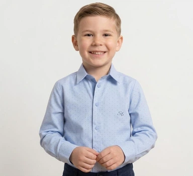 Сорочка для хлопчика SmileTime з довгим рукавом на кнопках Points, блакитна рост 110 см (OR7-25-13)