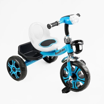 Детский трехколесный велосипед без ручки Best Trike BS с багажником и фарой (Синий)