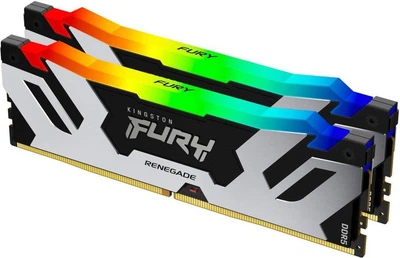 Пам'ять для настільних комп'ютерів Kingston FURY 32 GB (2x16GB) DDR5 6400 MHz Renegade Silver RGB (KF564C32RSAK2-32)