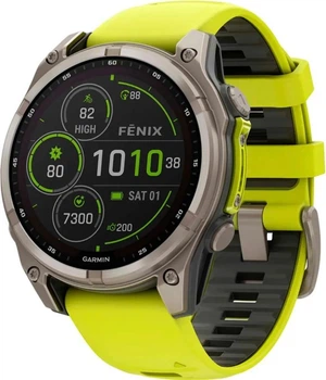 Спортивний годинник Garmin Fenix 8 47mm Solar Sapphire Titanium w. Amp Yellow/Graphite Silicone Band (010-02906-20/21)
