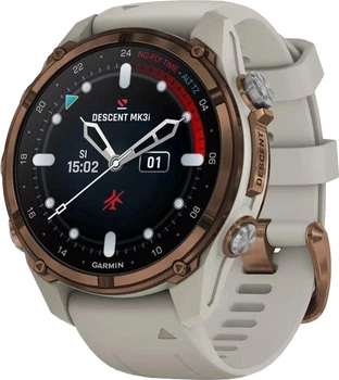 Смарт-годинник Garmin Descen Mk3i – 43 mm Bronze PVD Titanium with French Gray Silicone Band (010-02753-13/14)