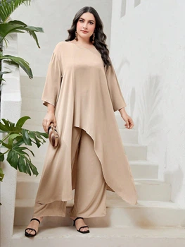 Жіночий Костюм (штани+накідка) SHEIN 914159-3 0XL бежевий (2000005189685)