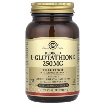 Відновлений L-глутатіон Solgar (L-Glutathione Reduced) 250 мг 60 вегетаріанських капсул (SOL-01351)