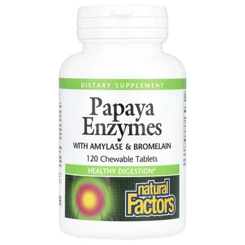 Ферменти папаї з амілазою та бромелаїном Natural Factors (Papaya Enzymes) 120 жувальних таблеток (NFS-01749)