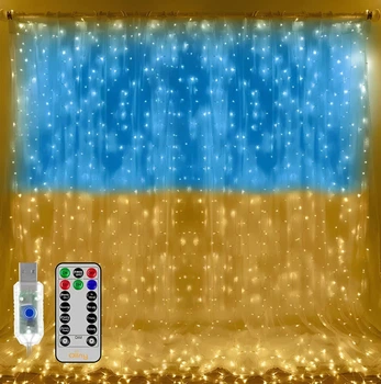 Гирлянда Штора SFK-10 флаг Украины с пультом USB 3*3 м, Штора-гирлянда SFK-10USB флаг Украины 3*3 м 56767/59
