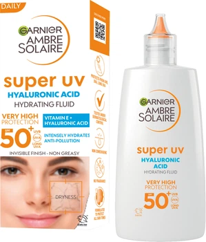 Сонцезахисний зволожувальний флюїд Garnier Ambre Solaire Super UV Hyaluronic Acid Hydrating Fluid SPF 50+ 40 мл (3600542297813)
