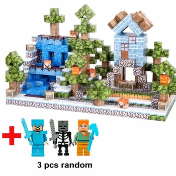 Магнитный конструктор Minecraft 100 шт + ПОДАРОК 3 фигурки по игре Майнкрафт Городок Mk001003