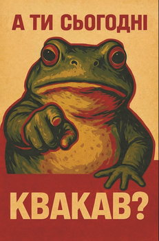 Наклейка "А ты сегодня квакал?" 150×230 мм, УФ-печать, наружная/внутренняя поклейка