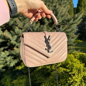 Маленькая женская сумочка клатч YSL люкс качество, мини сумка на плечо Store Пудра