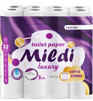 Папір туалетний Mildi Luxury Целюлозний 3 шари 32 рулони (4820032451771)