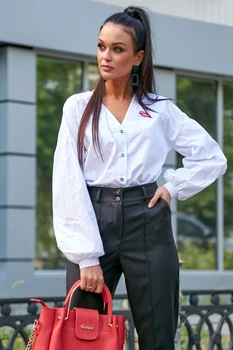 Жіноча сорочка з вишивкою зі стрейч-котону вільного крою Seventeen S Білий (2000000128740)