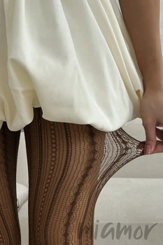 Колготки сітка з принтом Смужки InSecret Panna 0127 Stripes 3/4 Chocolate