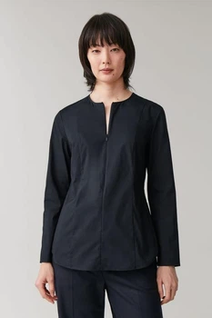 Сорочка жіноча COS fitted cotton-mix shirt 0834990003 34 Синій