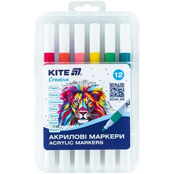 Набор акриловых маркеров Kite K-1156 12 цветов Разноцветный shop (4063276226129)