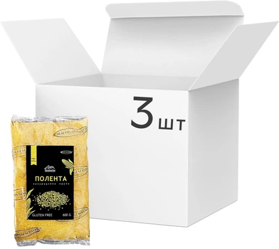 Упаковка крупи кукурудзяної Healthy Generation Полента Gluten Free Без ГМО 600 г х 3 шт (1.8 кг) (4820283350113)