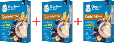 Упаковка каш сухих безмолочних Gerber Вівсяно-пшенична з чорносливом для дітей з 6 місяців 200 г х 3 шт (8445291103122_1)