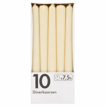 Свеча конусная Bolsius 245/24мм ivory 10 шт