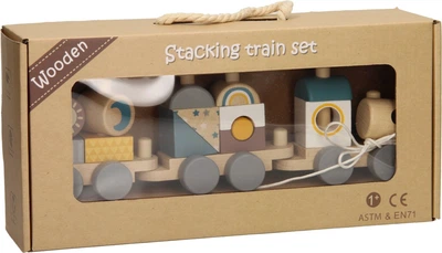 Zabawka Wooden drewniany kolorowy pociąg 14 elementów 7510285 (3800966034234)