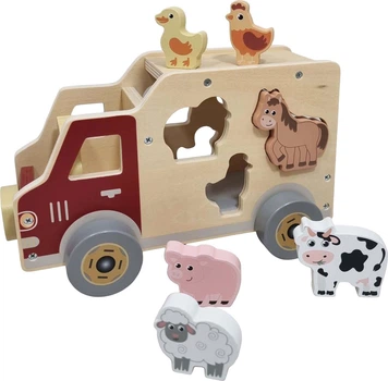 Zabawka Playwood drewniany sorter-samochód ze zwierzętami 10 elementów 2490413 (4894060608957)