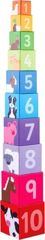 Zabawka Bigjigs Toys klocki-piramida farma i nauka liczenia 10 elementów 2999865 (691621726969)