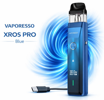 Под-система электронная сигарета Vaporesso XROS PRO подик на 1200 мАч Blue Pod система до 30 Вт 0.6 Ом синяя со сменным картриджем