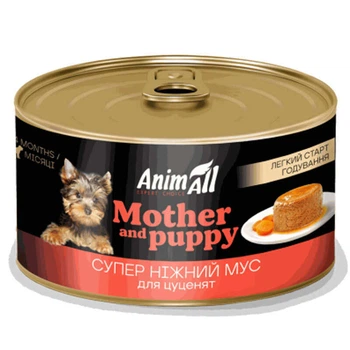 AnimAll Mother and Puppy - Вологий корм Легкий старт з м’ясом курки та печінкою для цуценят 195 г (4820224502731)