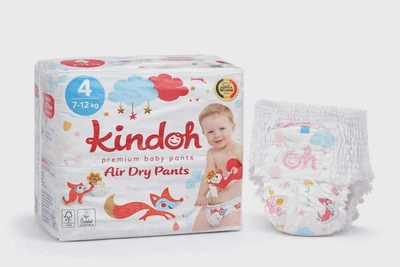Преміум підгузники-трусики Kindoh Premium Baby Pants Air Dry Pants 4 розмір ( 7-12кг ) уп/42шт
