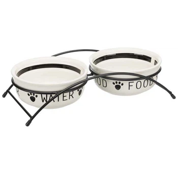 Trixie Eat on Feet Bowl Set - Миски керамічні на металевій підставці для собак і котів 2х600 мл (4011905246413)