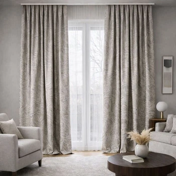 Ткань портьерная жаккард Elegant 330 см, 300 г/м2 шторная интерьерная ткань для штор, портьер и декора 21302 сірий беж м.п.
