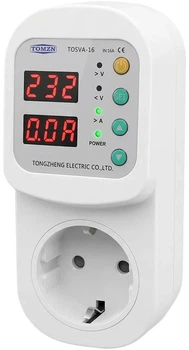 Реле контроля напряжения и тока для розетки Tomzn TOSVA-16 EU 16 (51-00126)