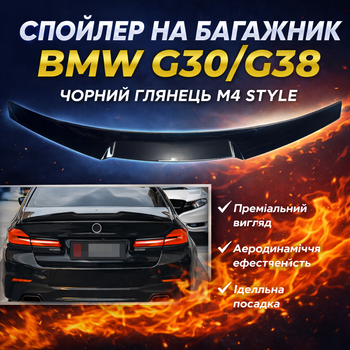 Спойлер на крышку багажника BMW G30 G38 черный глянец M4 Style накладка на багажник