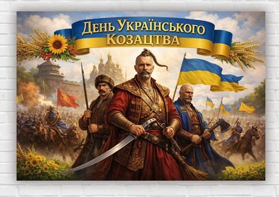 Бумажный плакат "День украинского казачества. Казаки" 110х75 см