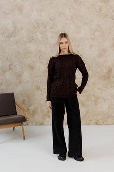 Вязаный женский джемпер Асоль ART KNIT шоколад с люрексом, L-XL 043574
