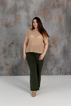 Женская вязаная футболка сетка ART KNIT бежевая, S-M 043749