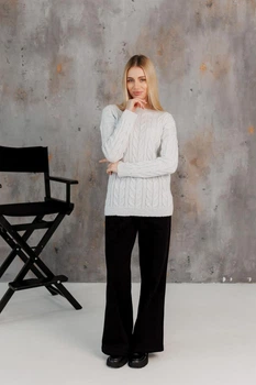 Вязаный женский джемпер Асоль белый с люрексом, L-XL ART KNIT 043572