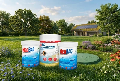 Биоактиватор для септика NeoBac 1,2кг, биопрепарат для выгребных ям, туалетов + биологический обезжириватель 750г запас на 1 год (комплект)