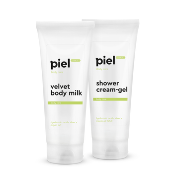 Набор Piel cosmetics для очищения и ухода за кожей тела Velvet Green Tea Гель для душа и молочко