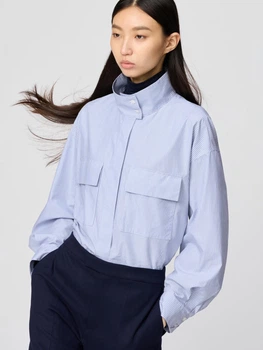 Рубашка хлопковая оверсайз женская Uniqlo 732004625 XL Голубая (1159857830)