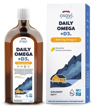 Olej rybny Osavi Daily Omega + D3 1600 mg Omega 3 500 ml (5904139922941)