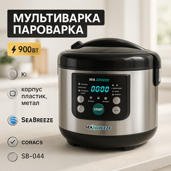 Мультиварка SeaBreeze SB-044 900 Вт, бытовые мультиварки рисоварки, электро скороварка, кашеваркы